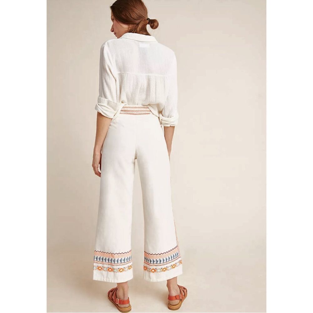 Like New Anthropologie Islander Embroidered Pants - Picture 3 of 5